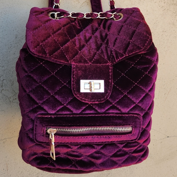 Velvet Quilted Mini Backpack - Picture 11 of 11